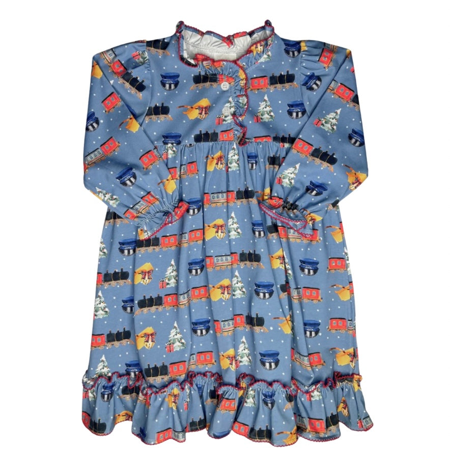 Sage & Lilly Girls Polar Train Christmas Morning Dress – Mills Proper