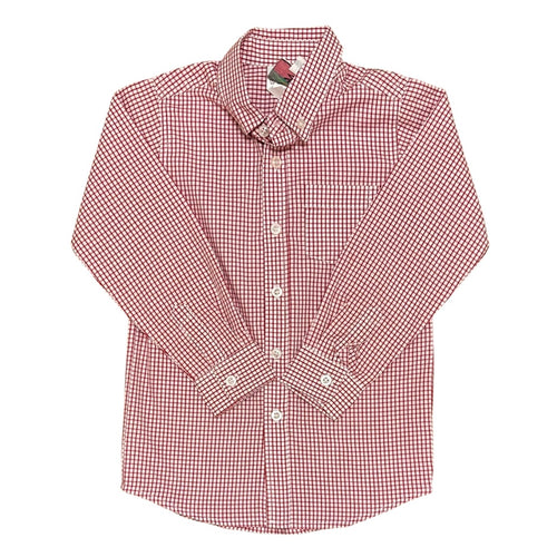 Remember Nguyen Boys Long Sleeve Button Down Red Square Teagan Shirt