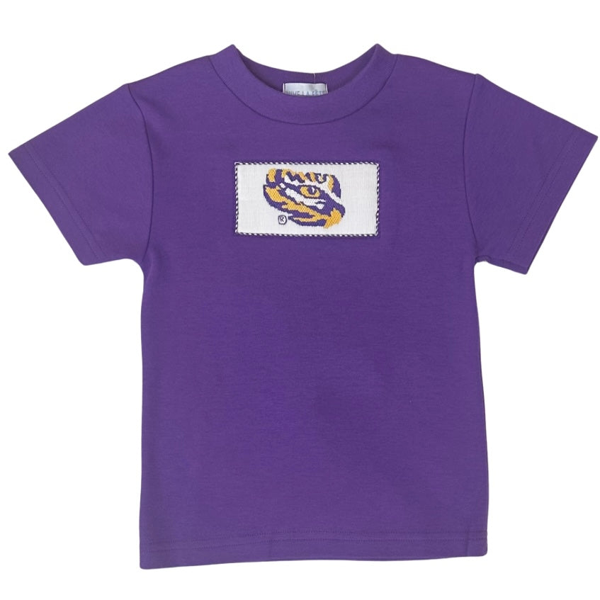 Vive La Fete Short Sleeve LSU Tiger Smocked Shirt