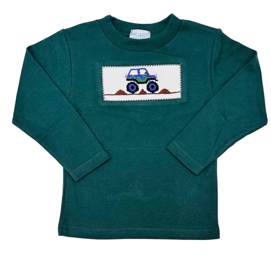 Vive La Fete Boys LS Monster Truck Smocked Shirt
