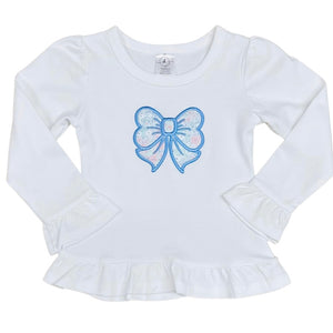 Mills Proper Girls White Long Sleeve Bow Applique Shirt
