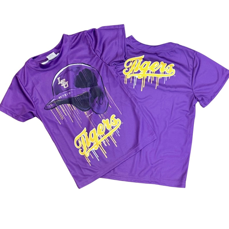 Vive La Fete Purple Dripping Tiger Baseball Performance Tee