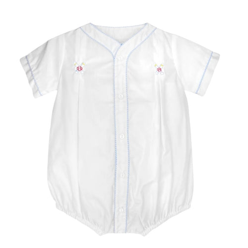 Petit Ami Boys White Bubble with Baseball Embroidery