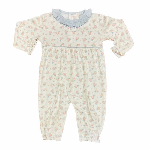 Baby Loren Girls Roses and Bows Romper with Ruffle Collar