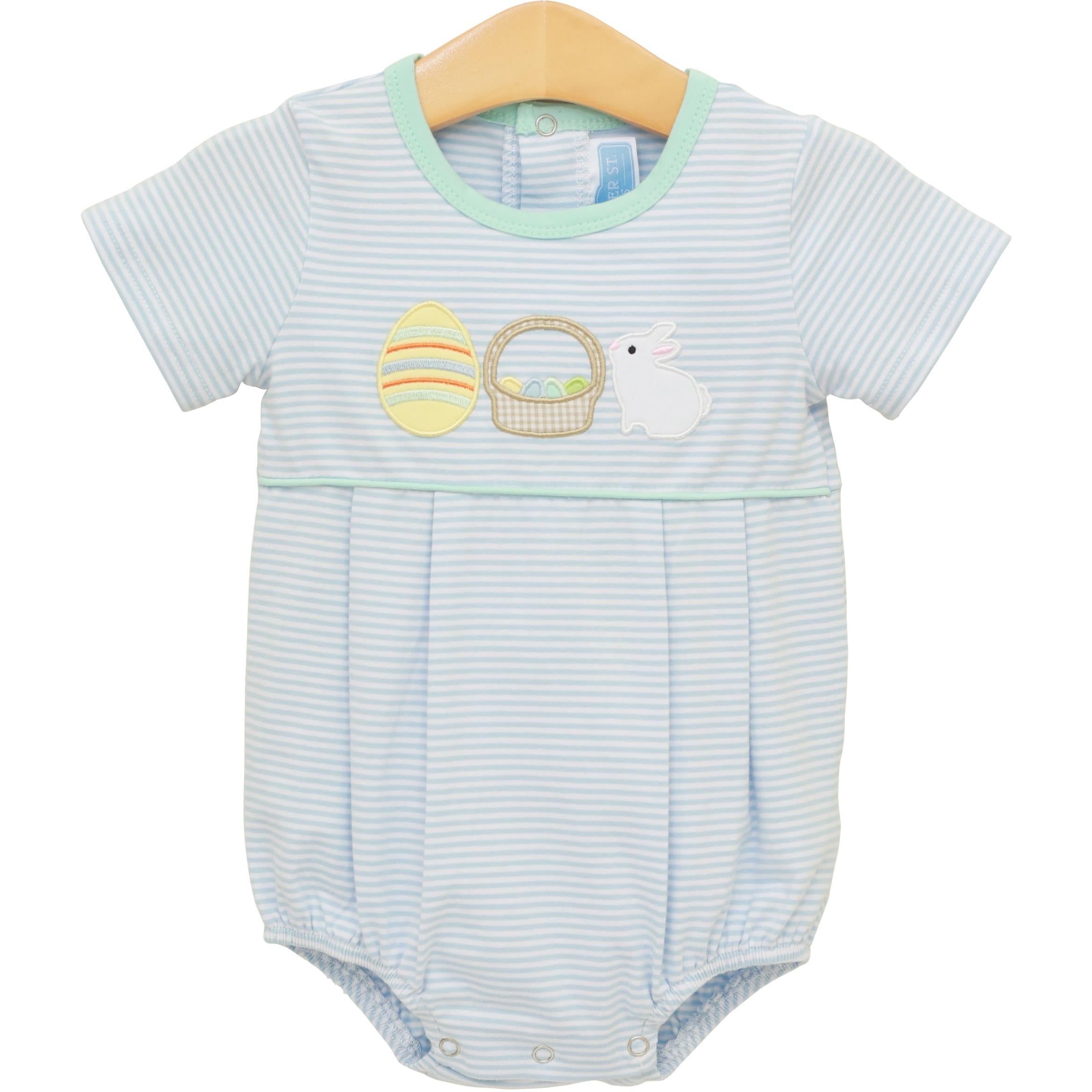 Trotter Street Boys Bunnies & Basket Blue Bubble