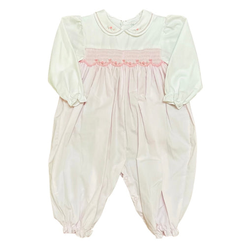 Petit Ami Girls Pink Long Sleeve Smocked Longall