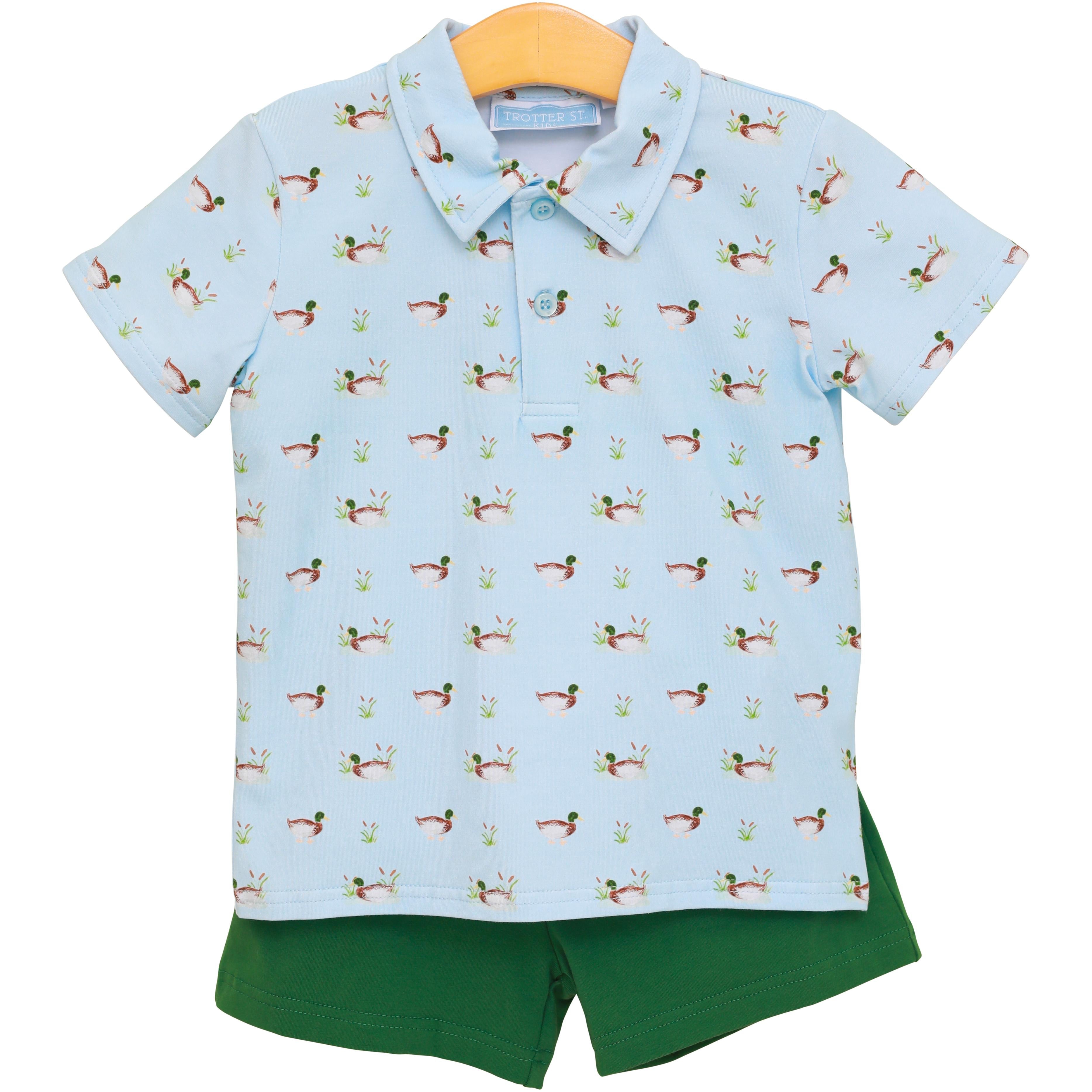 Trotter Street Boys Ducks in a Row Polo Short Set