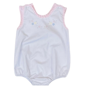 Auraluz Girls White Bubble with Flower Embroidery