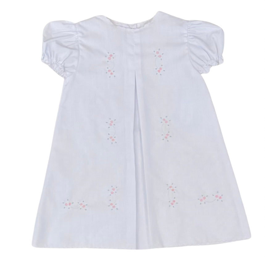 Auraluz Girls Day Gown with Tiny Rosebud Embroidery