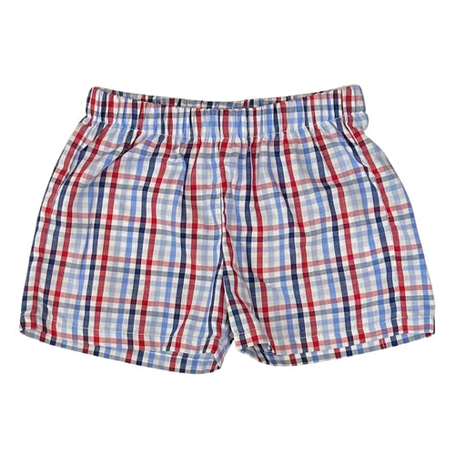 Little English Boys Red White and Blue Plaid Shorts