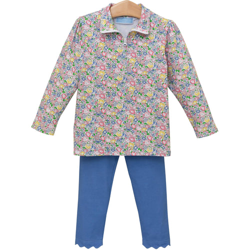 Trotter Street Girls Floral Quarter Zip Pullover Set