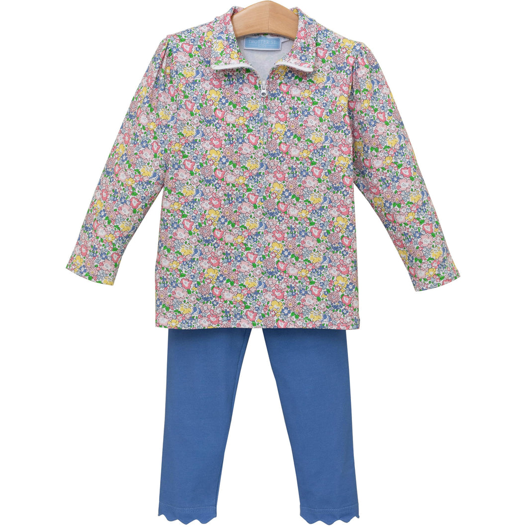 Trotter Street Girls Floral Quarter Zip Pullover Set