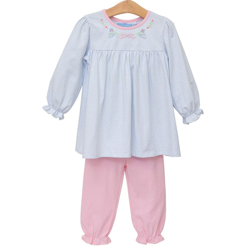 Trotter Street Girls Floral Embroidery Pant Set