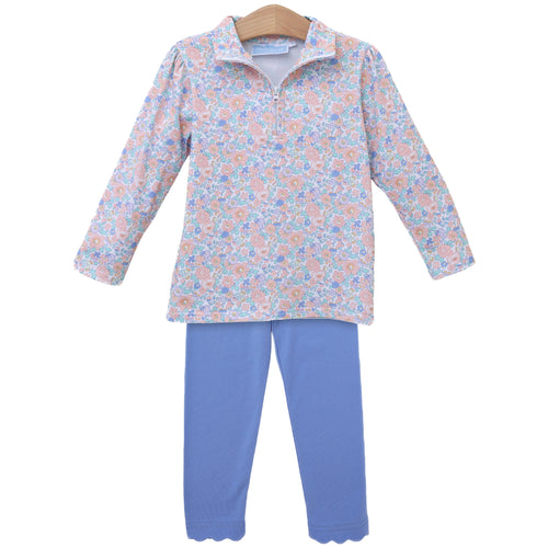 Trotter Street Girls Frankie Floral Quater Zip Pullover Set