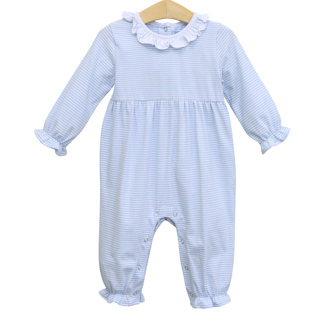 Trotter Street Girls Georgia Light Blue Stripe Romper