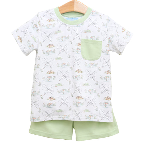Trotter Street Boys Gone Fishing Pocket Short Set