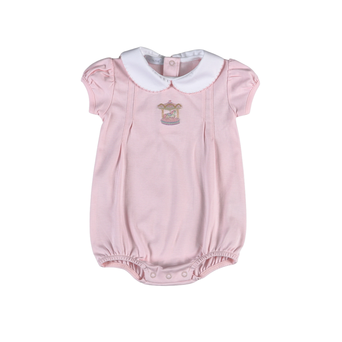 Baby Loren Girls Pink Carousel Hand Embroidery Bubble