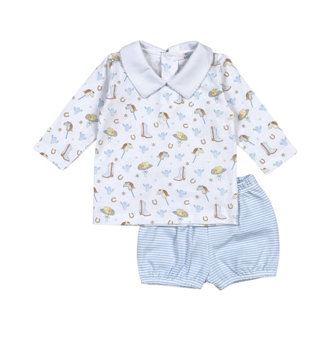 Baby Loren Boys Howdy Baby Pima Diaper Cover Set