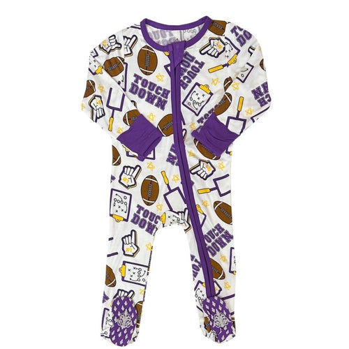 Belle Cher Purple and Yellow Touchdown Footie