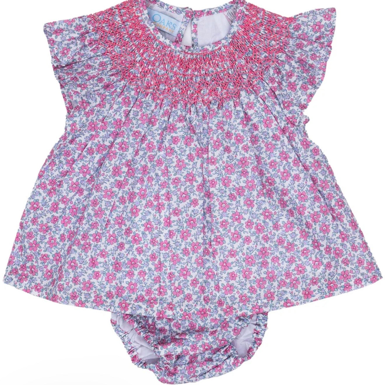 The Oaks Girls Belle Bonnet Pink and Blue Sandy Bloomer Set