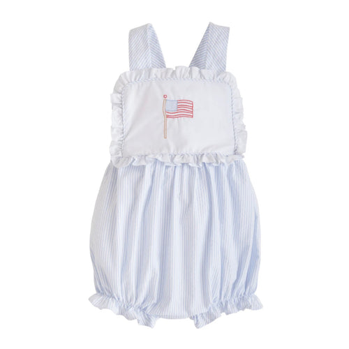 Little English Girls Ava Bubble with Flag Embroidery