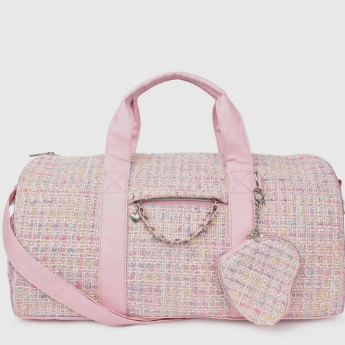 OMG Accessories Tweed Duffle with Heart Coin Purse