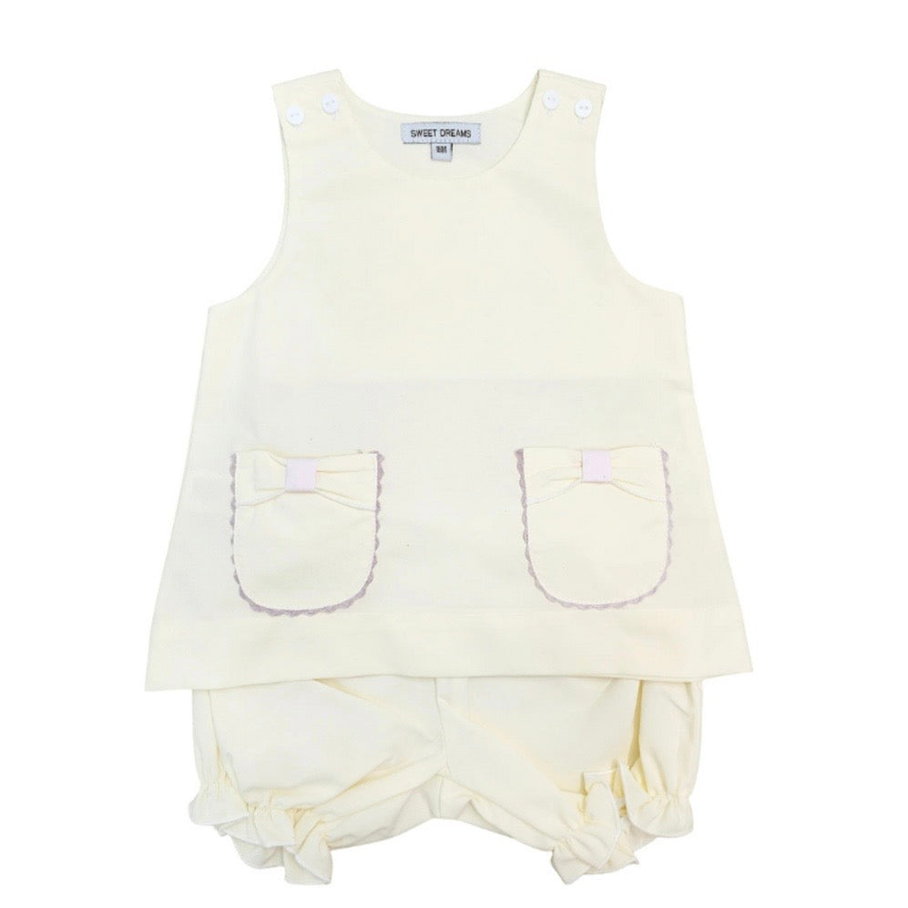 Sweet Dreams Girls Yellow Bow Pocket Bloomer Set