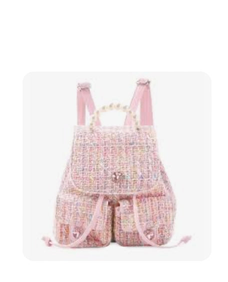 OMG Accessories Tweed Mini Flap Backpack