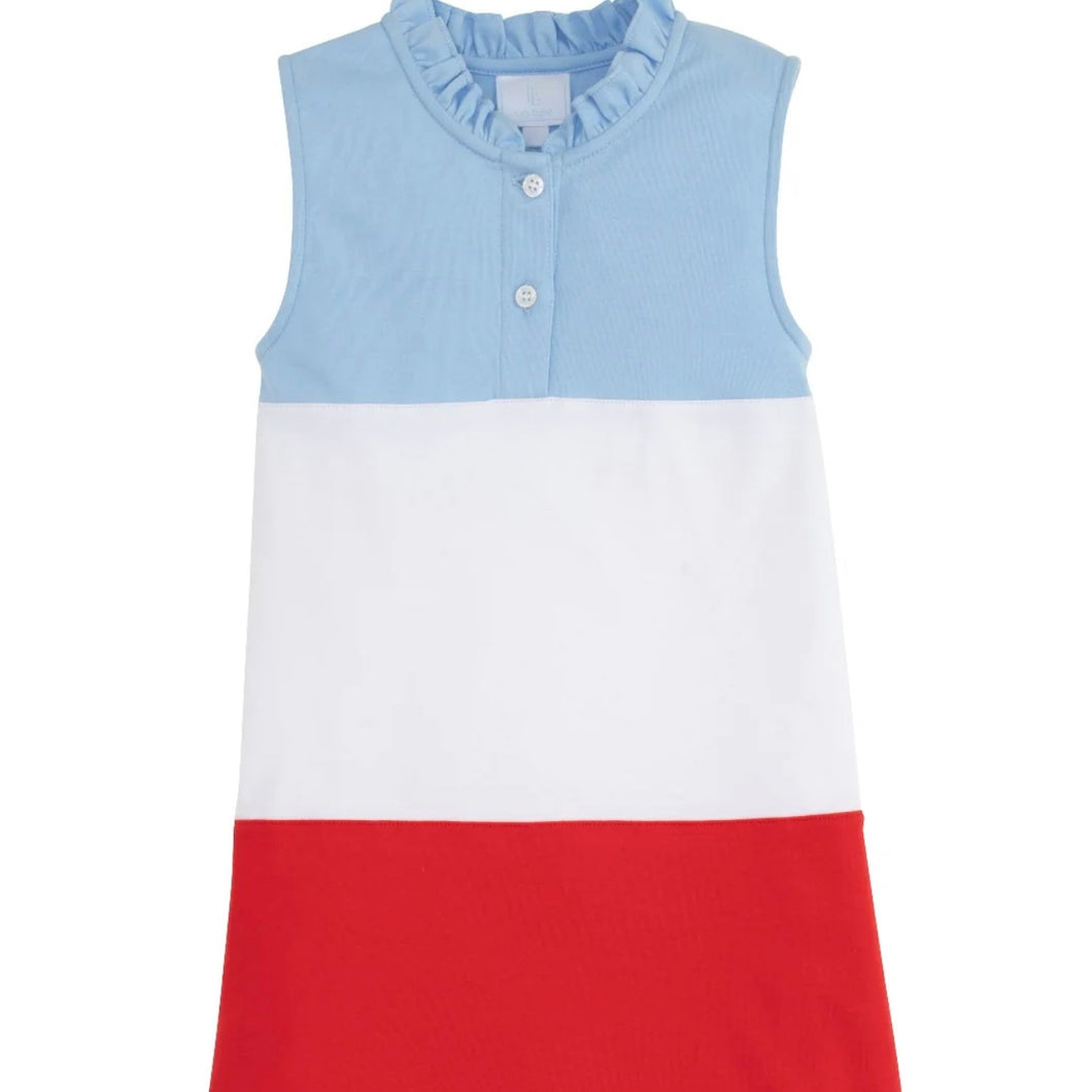Little English Red White and Blue Color Block Polo Dress
