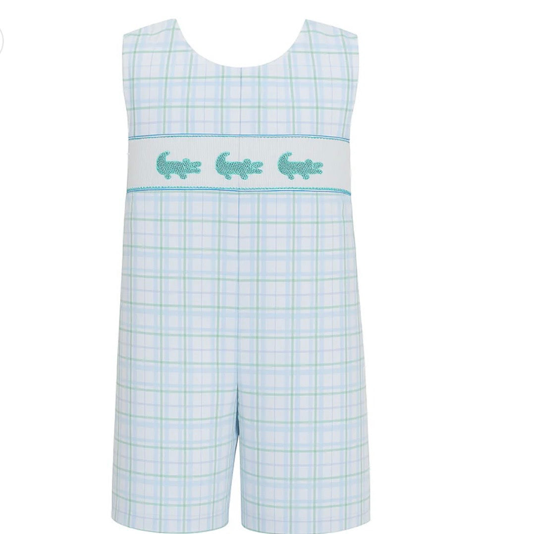 Krewe Boys Ethan Smocked Gator Plaid Jon Jon