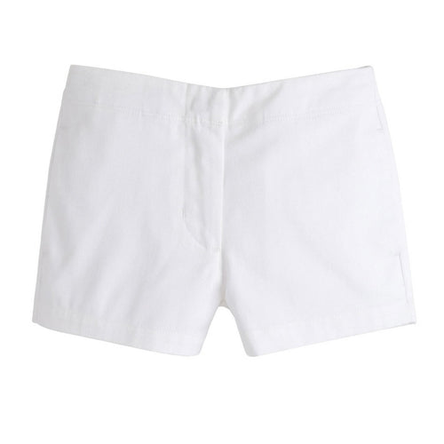 Little English Girls White Twill Mini Shorts