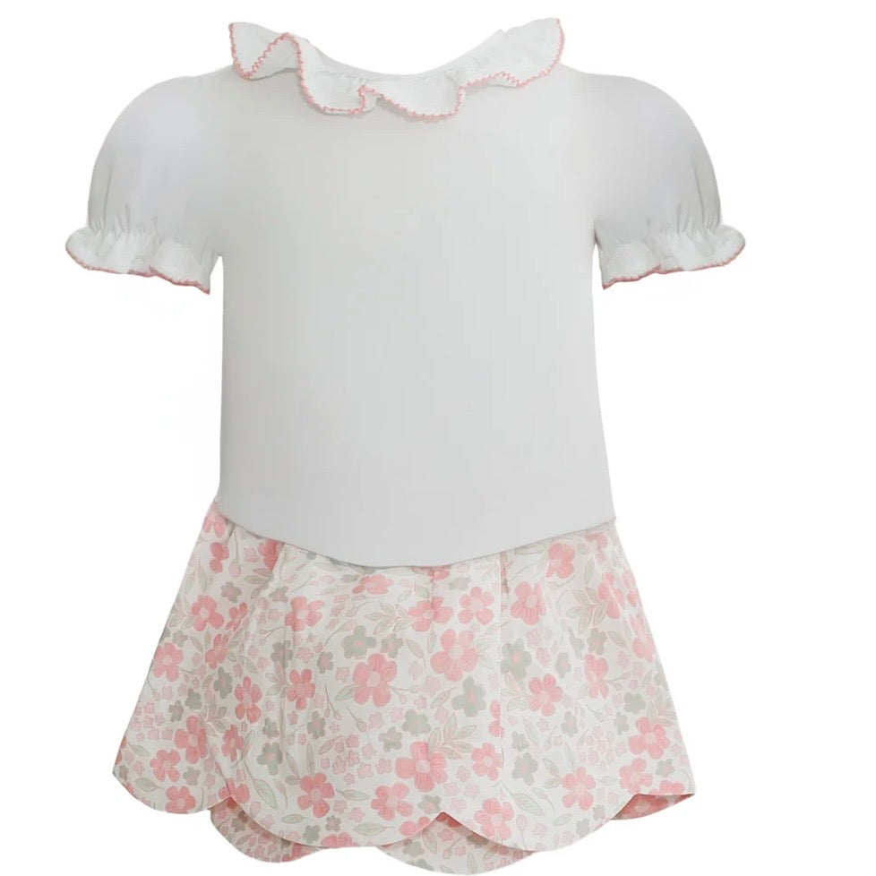 Krewe Girls Madeline Ditsy Peach Floral Skirt Set