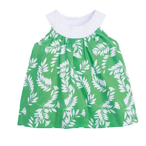 Little English Girls Green and White Robin Top