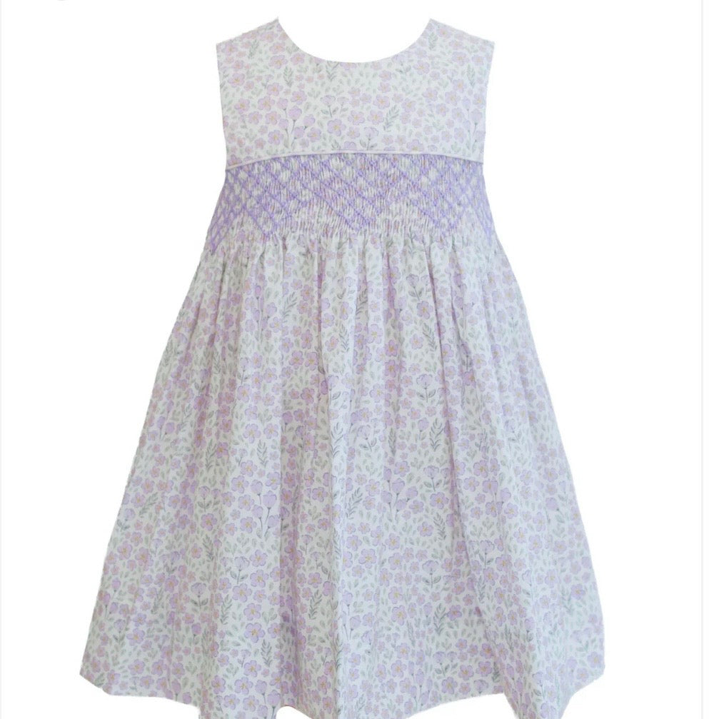 Krewe Girls Avery Purple Floral Smocked Dress
