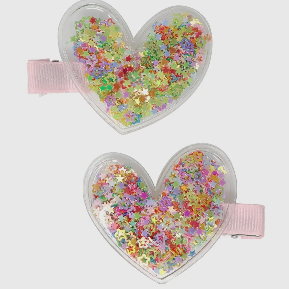 Pink Poppy Glitter Shaker Heart Clips