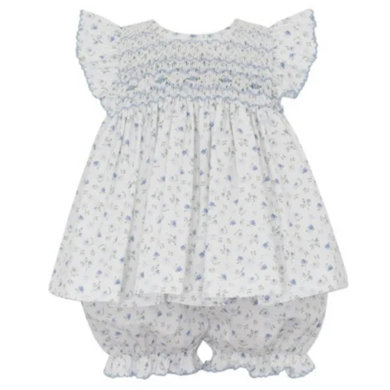 Petit Bebe Girls Lily French Blue Floral Bloomer Set