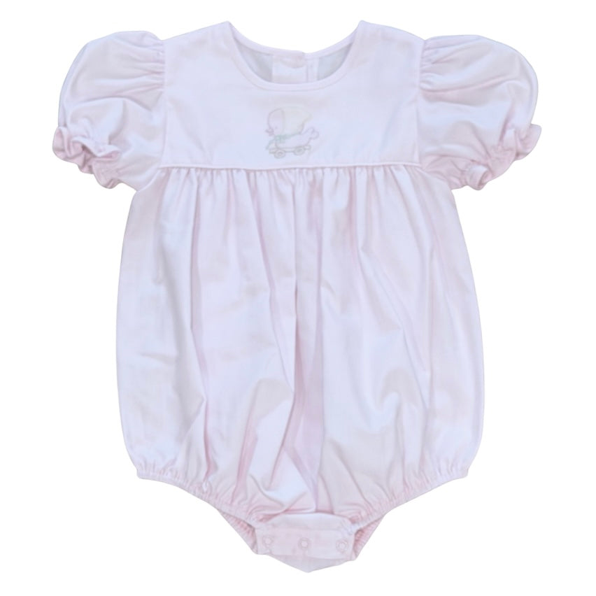 Auraluz Girls Pink Bubble with Chick Shadow Stitch Embroidery