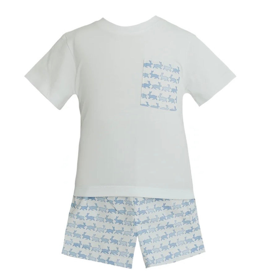 Krewe Boys Stephen Blue Bunny Print Pocket Short Set