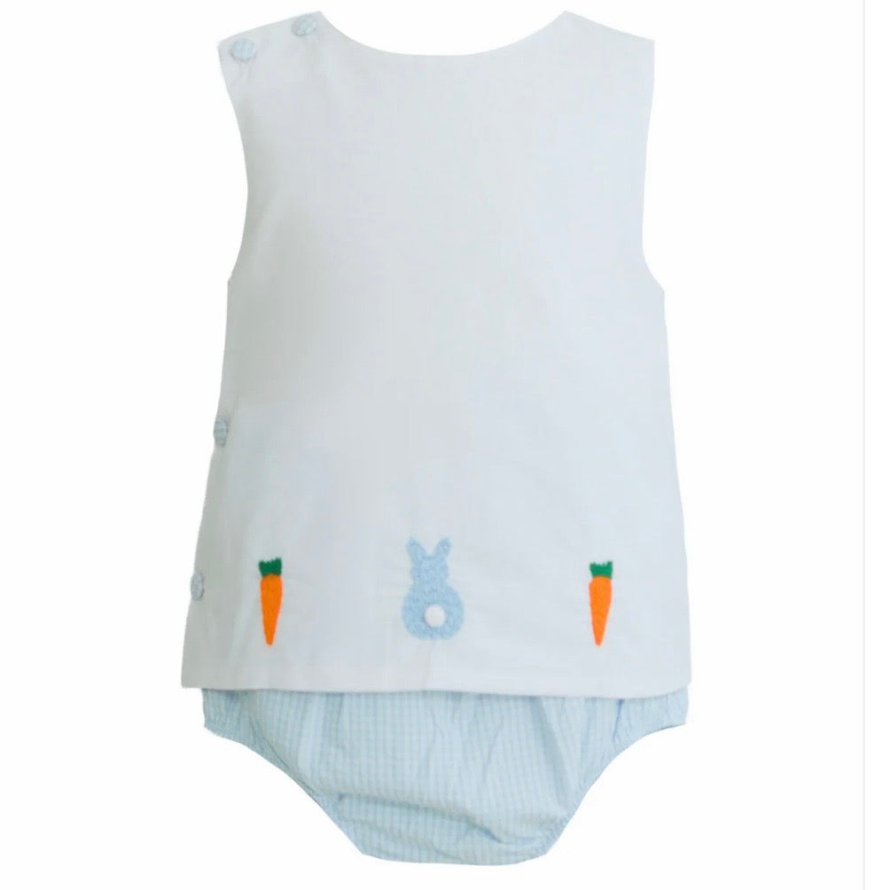 Krewe Boys Liam Blue French Knot Bunny Diaper Set