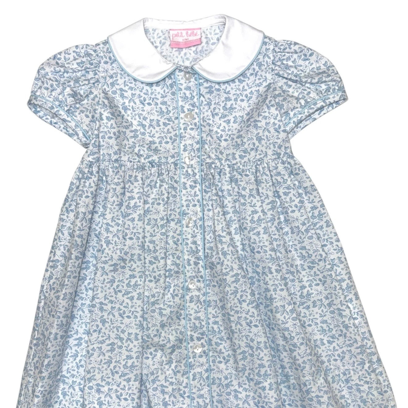 Petit Bebe Girls Blue Floral Button Down Dress