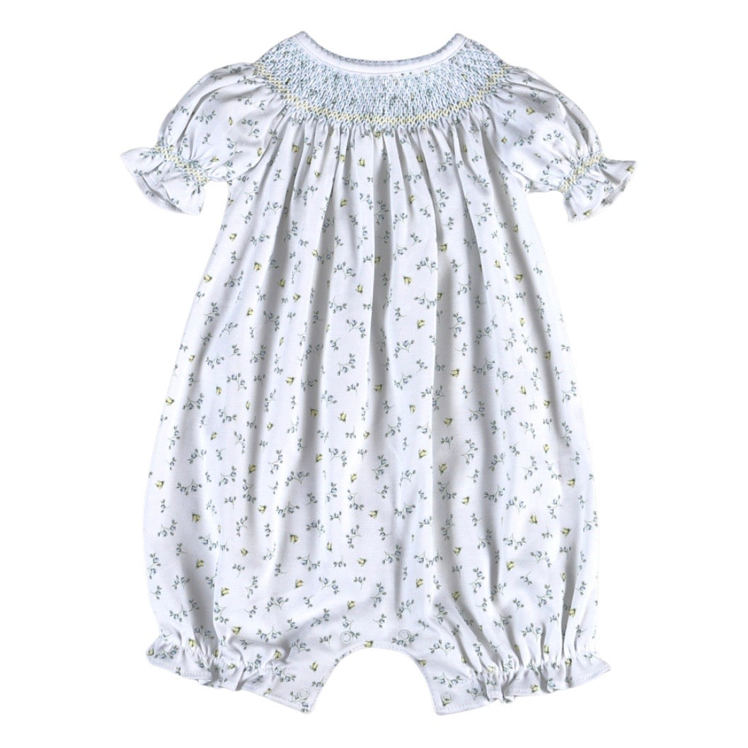 Baby Loren Girls Mia Floral Pima Hnd Smocked Bishop Bubble