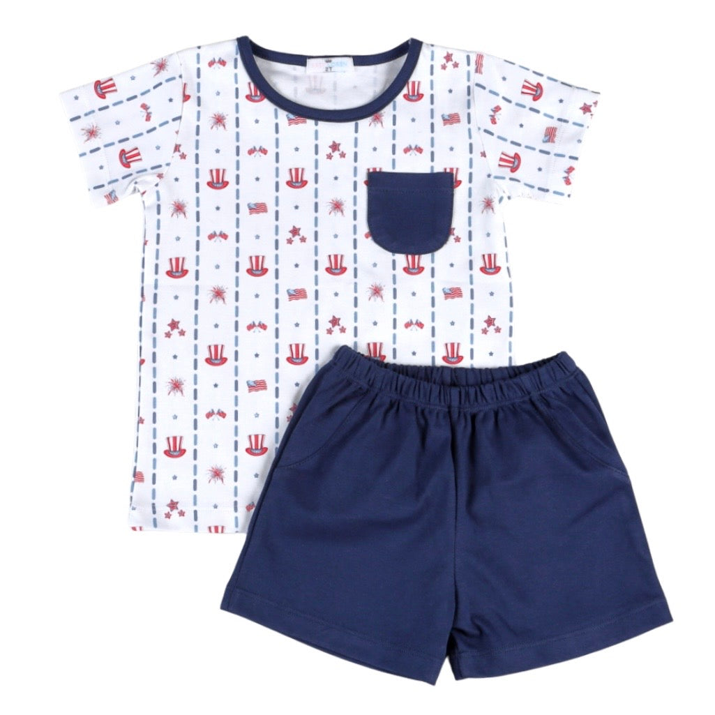Baby Loren Boys Celebrate Blue Short Set