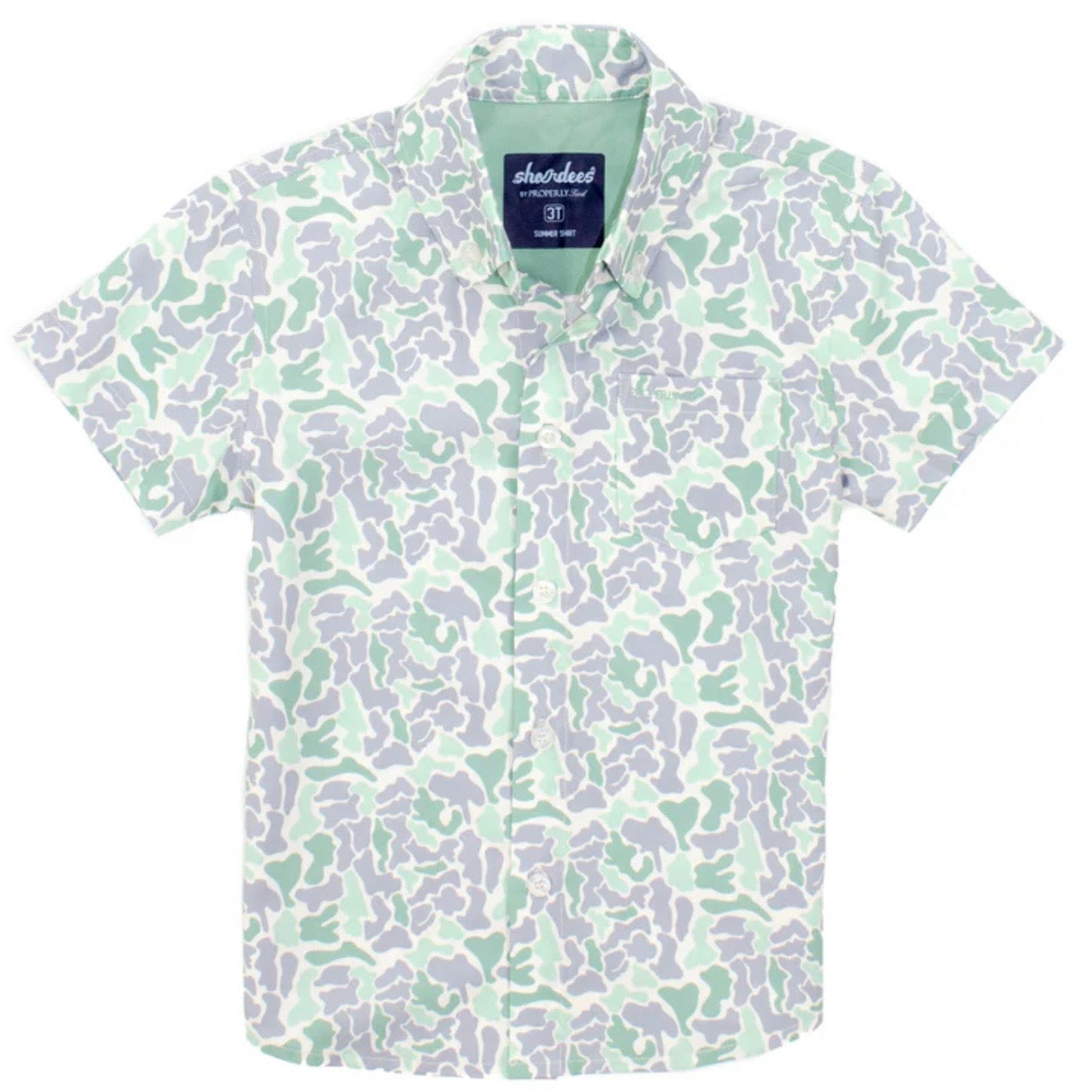 Properly Tied Boys Shordes Summer Shirt Sage Camo