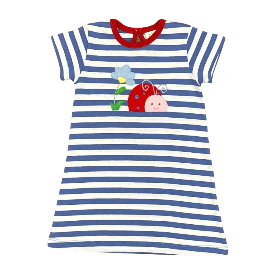 Luigi Girls Dress with Ladybug Applique