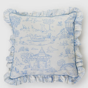 Cupcakes and Cartwheels Animal Toile Decorative Pillow with Ruffle Edge-Available in Pink & Blue