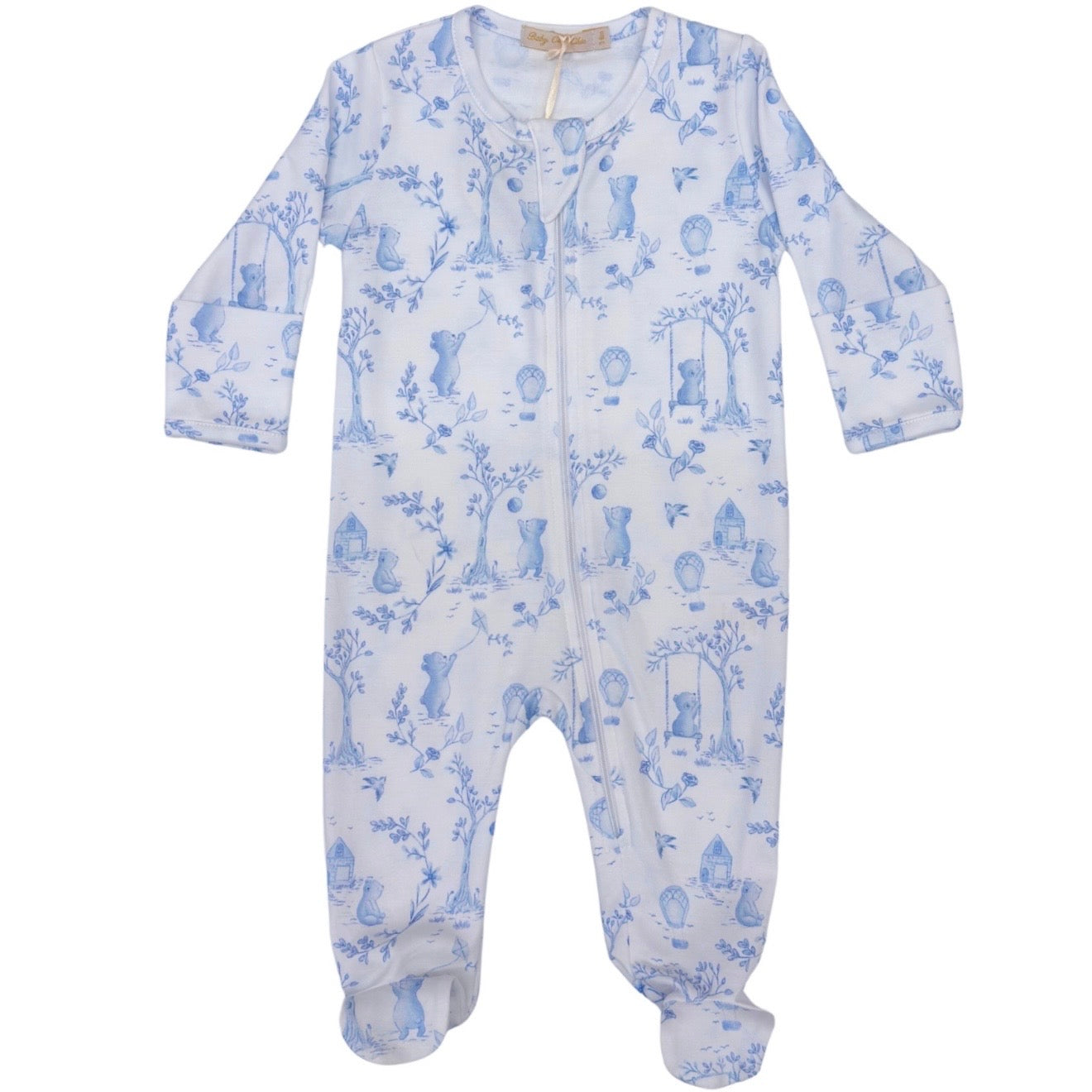 Baby Club Chic Toile De Jouy Blue Printed Zipped Footie