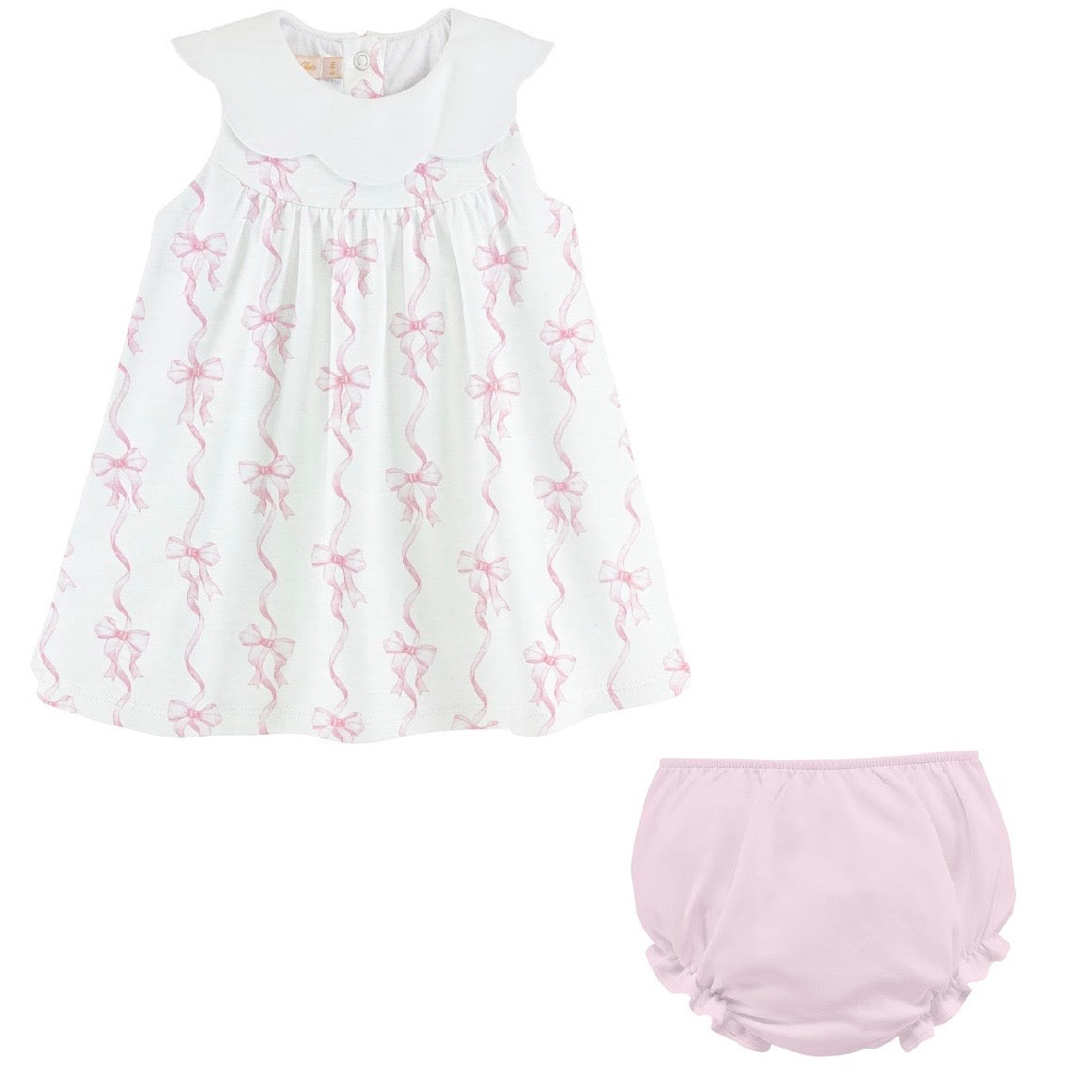Baby Club Chic Girls Coquette Bows Bloomer Set with Scallop White Collar