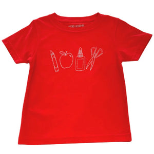 Mustard and Ketchup Red Short Sleeve School Supply Shirt