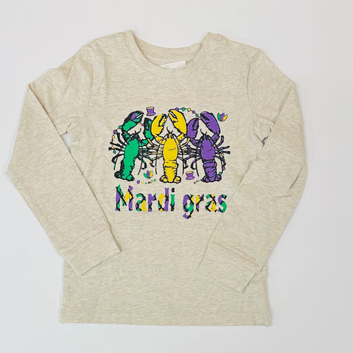 Lulu Bebe Long Sleeve Mardi Gras Crawfish Tee