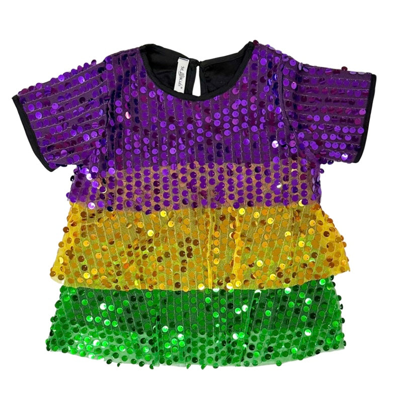 M. L. Kids Tiered Sequin Mardi Gras Shirt